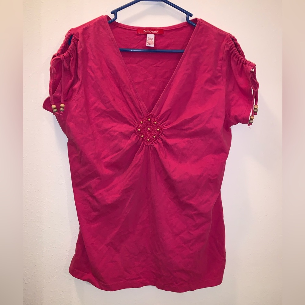 (XL) Pink Zena Jeans Vintage Top